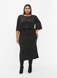 Tight-fitting glitter skirt	, Black Silver, Model