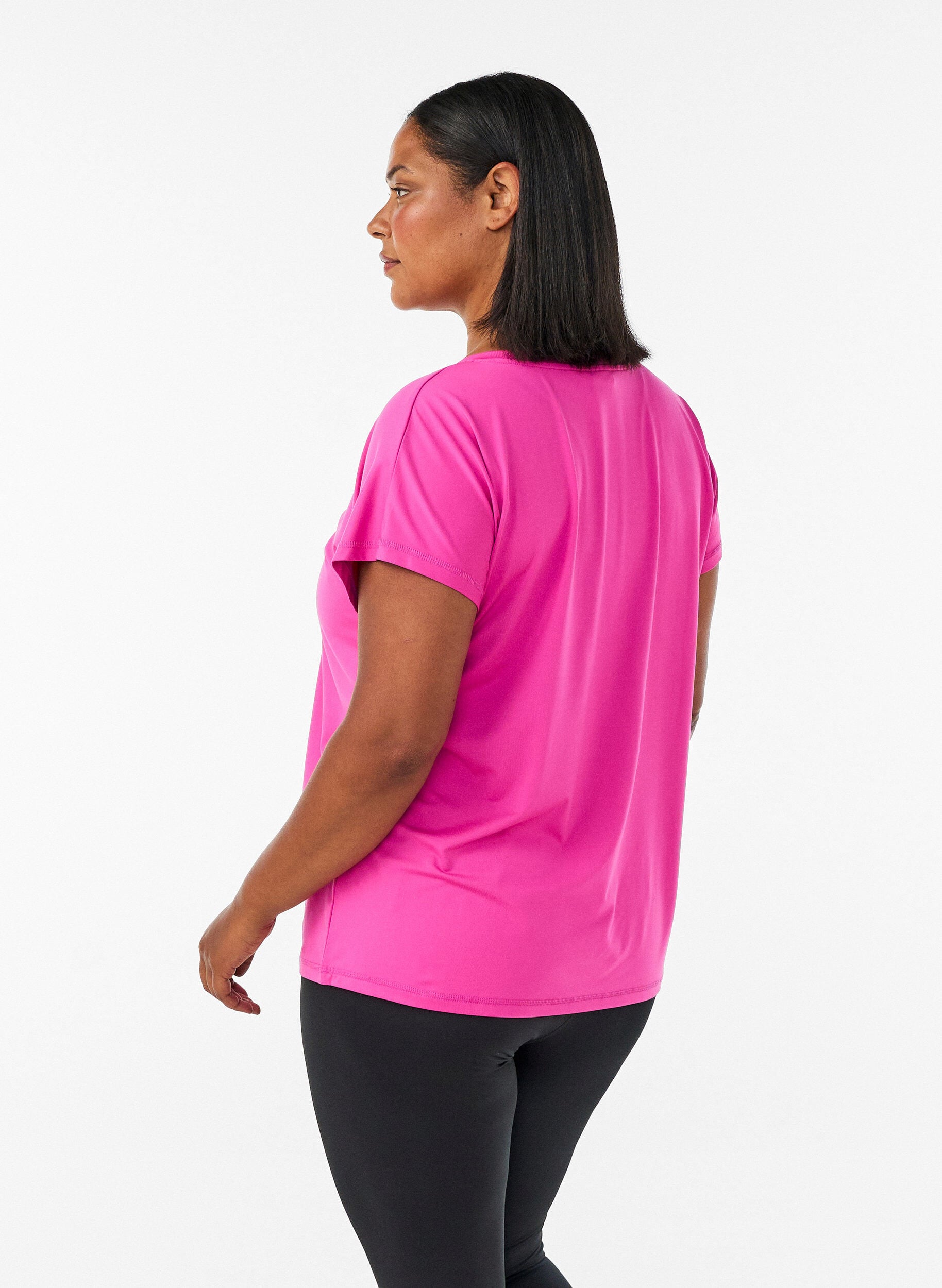 ZizzifashionLoose training t-shirt with v-neck, Pink, Model image number 2
