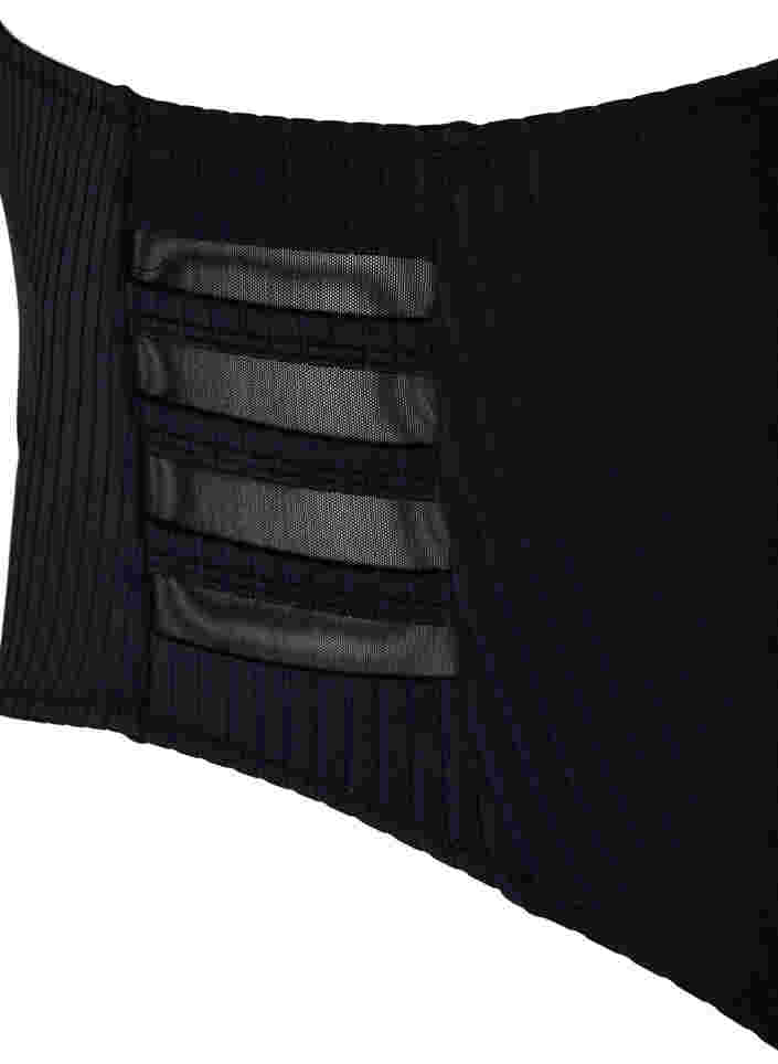 High-waisted bikini bottoms with ribbed texture, Black, Packshot image number 3