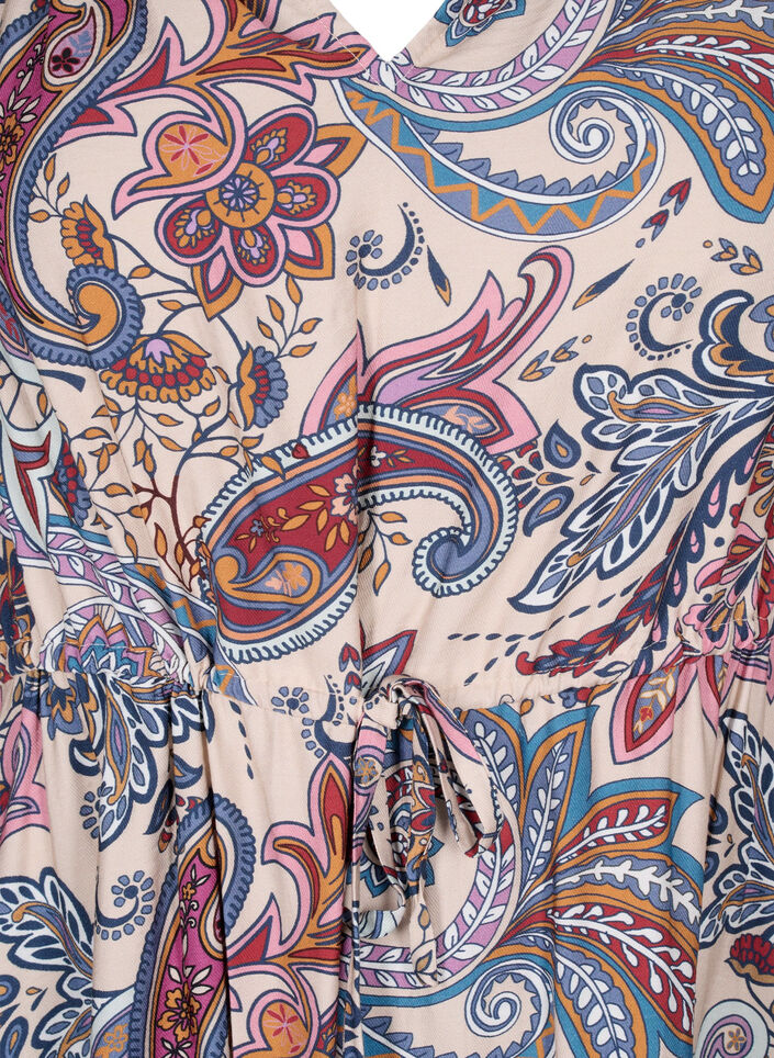Short sleeve viscose dress in a paisley print, Sand Do. Paisley AOP, Packshot image number 2