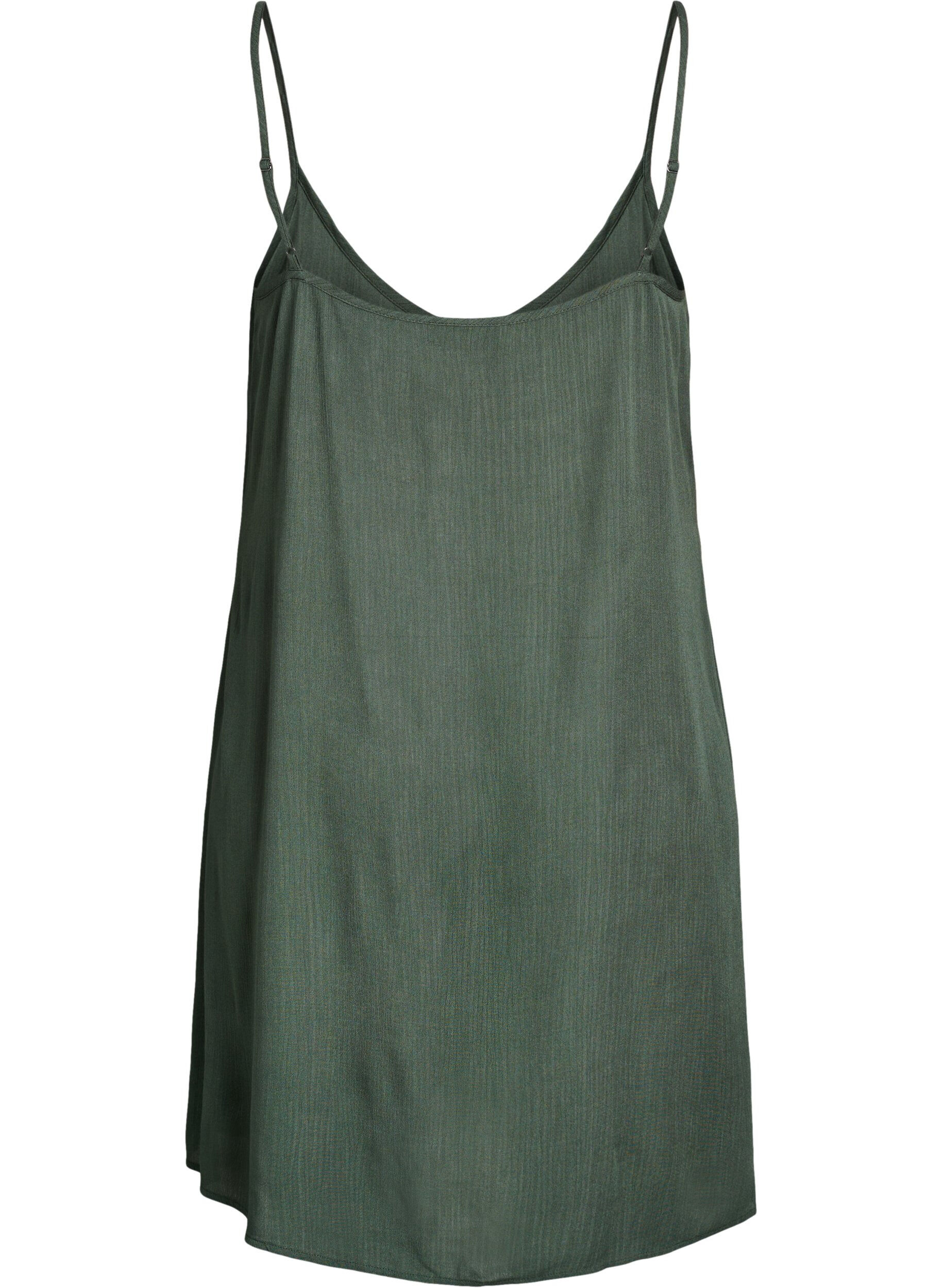 Zizzifashion Solid colour strap dress in viscose, Green, Packshot image number 1