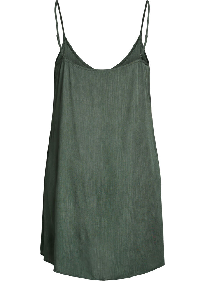 Solid colour strap dress in viscose, Green, Packshot image number 1