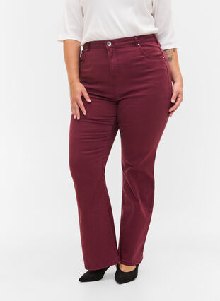 Flared jeans with extra high waist, Port Royale, Model image number 2