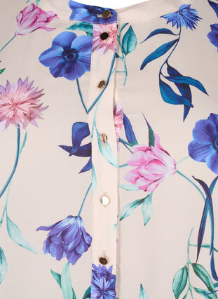 Floral midi dress with 3/4 sleeves, Buttercream Blue Fl., Packshot image number 2