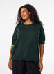 Fine-knit blouse with short sleeves, Green, Model image number 0