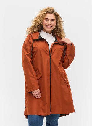 Raincoat with pockets and hood, Ginger Bread, Model image number 0