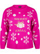 Christmas jumper with a round neck, Pink Glow Comb, Packshot image number 0