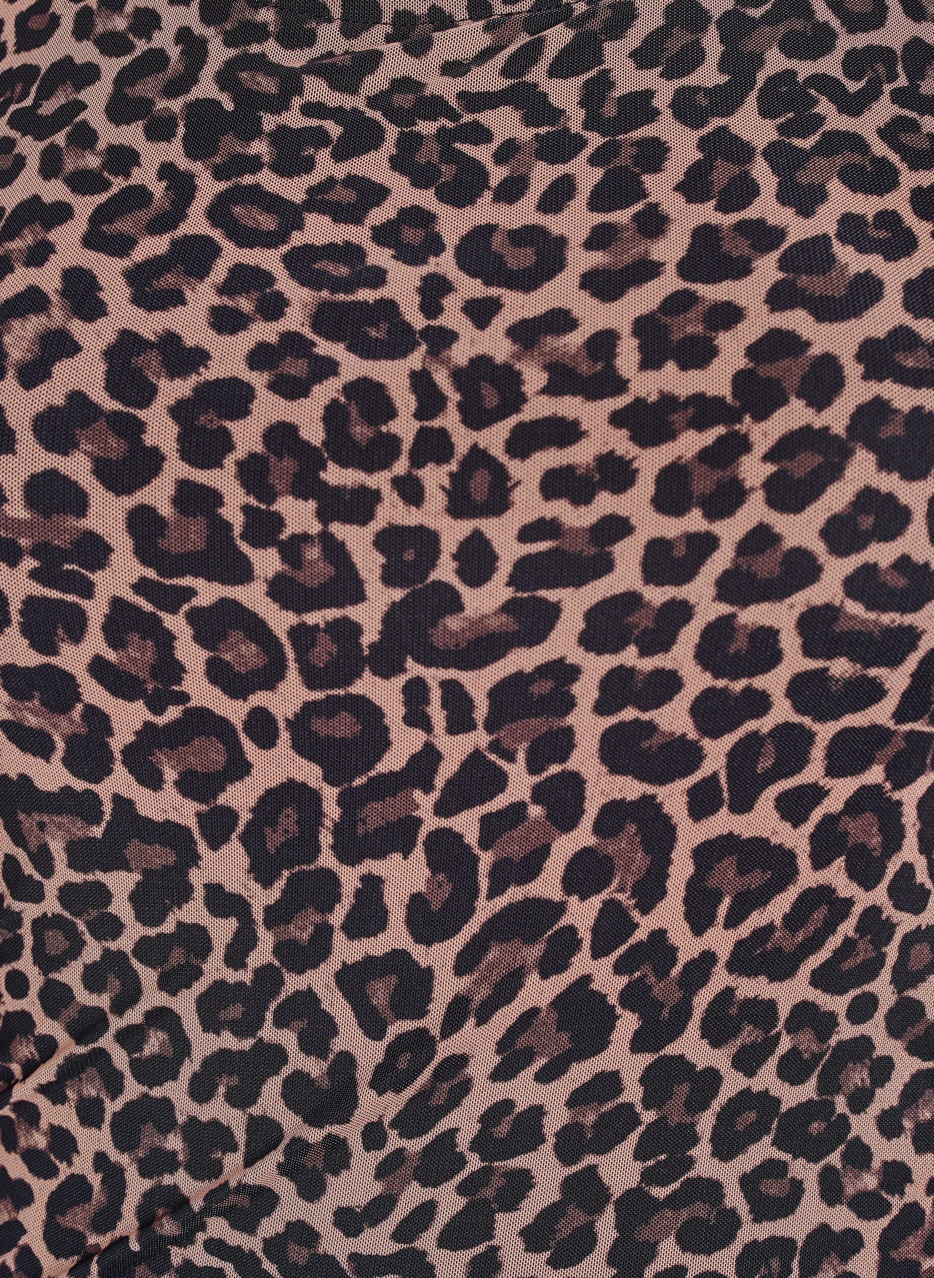 Zizzifashion Short mesh dress with leopard print, Brown, Packshot image number 2