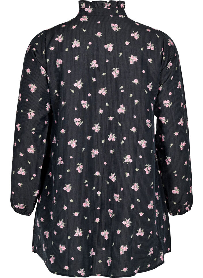 Floral tunic in lyocell, Black, Packshot image number 1
