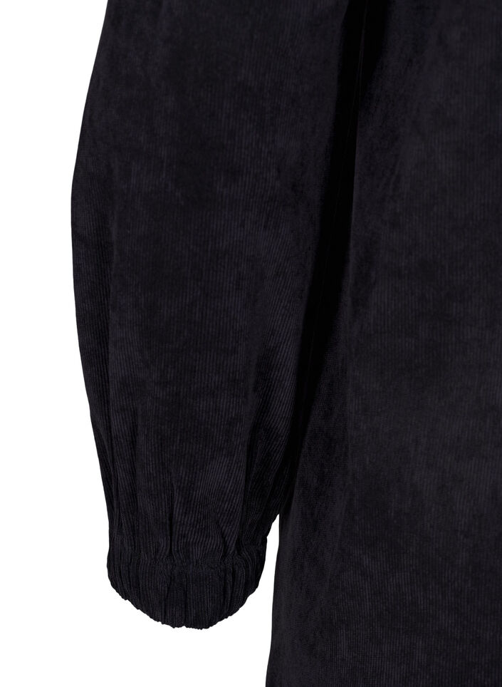 Short velvet dress with long sleeves, Black, Packshot image number 3