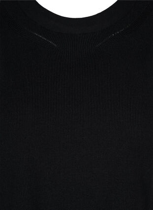 Knitted vest with rounded neckline and side slits, Black, Packshot image number 2