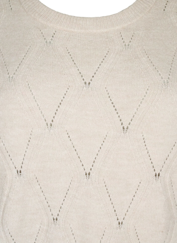 Long-sleeved knit dress with hole pattern, Birch Mel., Packshot image number 2