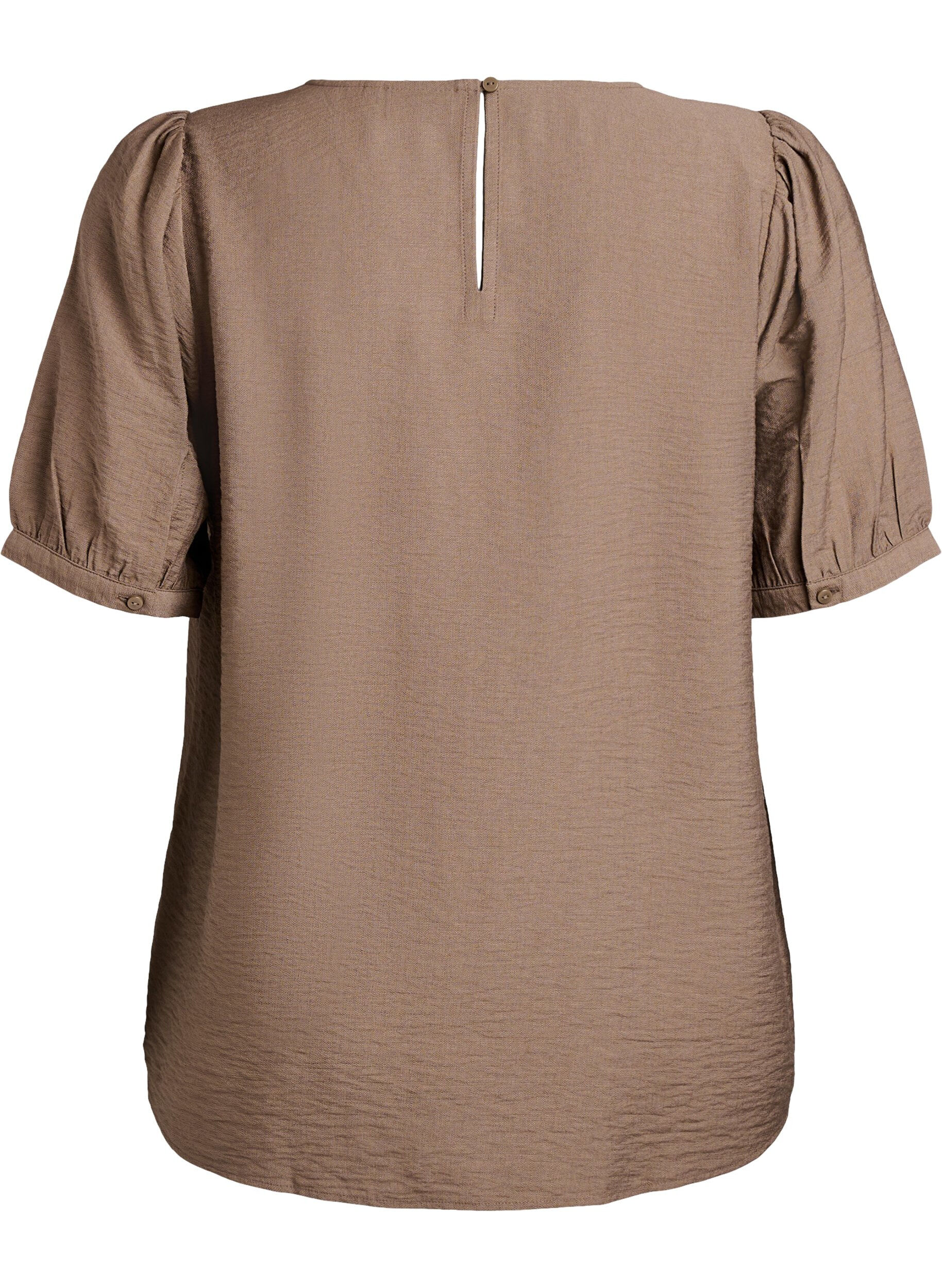 Zizzifashion Viscose blouse with 1/2 sleeves, Brown, Packshot image number 1