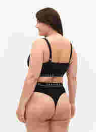 G-string in ribbed fabric with regular waist, Black, Model