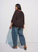 Blouse with 3/4-sleeves and ruffle details, Brown, Model image number 2
