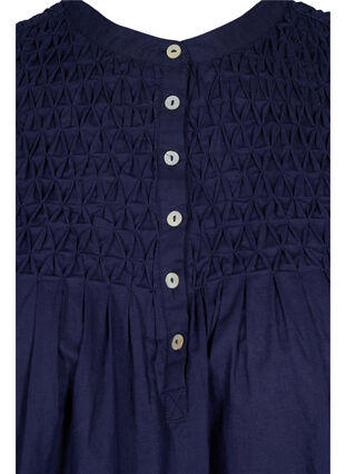 Cotton blouse with 3/4 sleeves and smock, Navy Blazer, Packshot image number 2