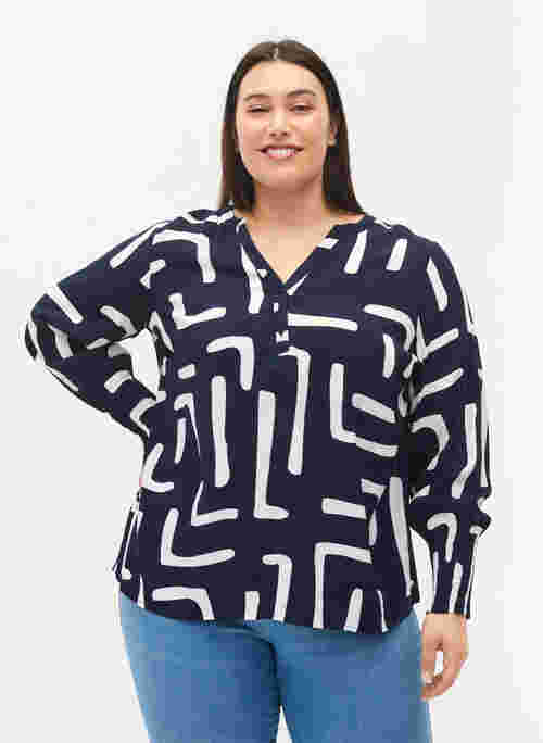 Printed viscose top with smock