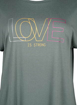 Short sleeve nightgown with text print, Balsam Green Love, Packshot image number 2
