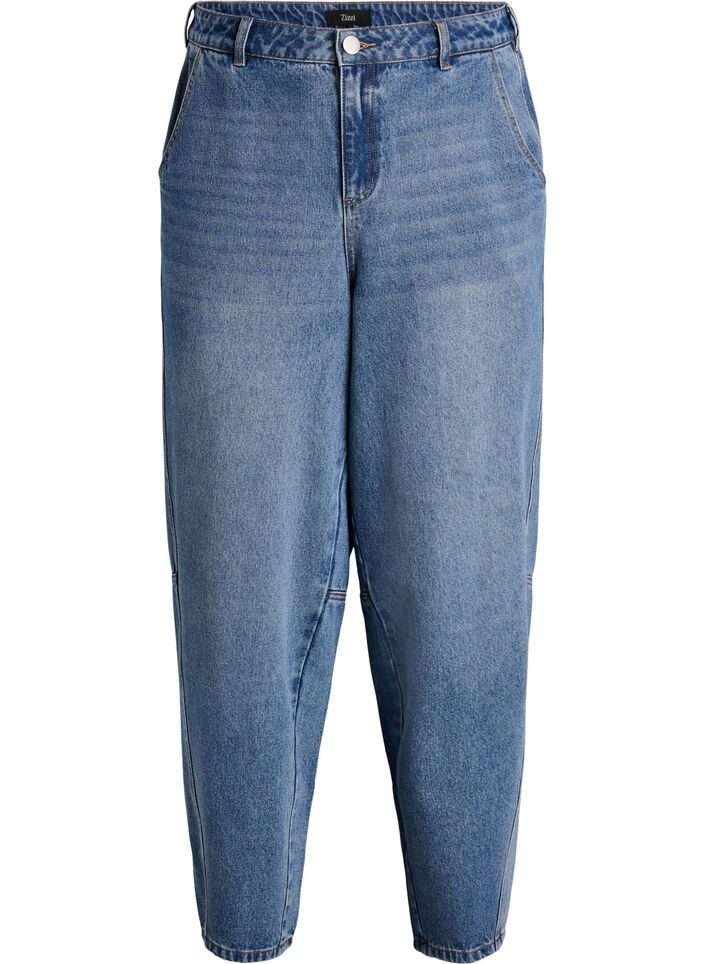 High-waisted barrel jeans, Blue, Packshot image number 0