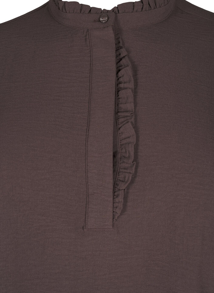 Long-sleeved dress with ruffle detail, Chocolate Martini, Packshot image number 2