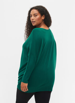 Knitted tunic in viscose blend, Evergreen, Model image number 1