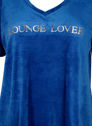Velour t-shirt with a v-neck, Monaco Blue, Packshot image number 2