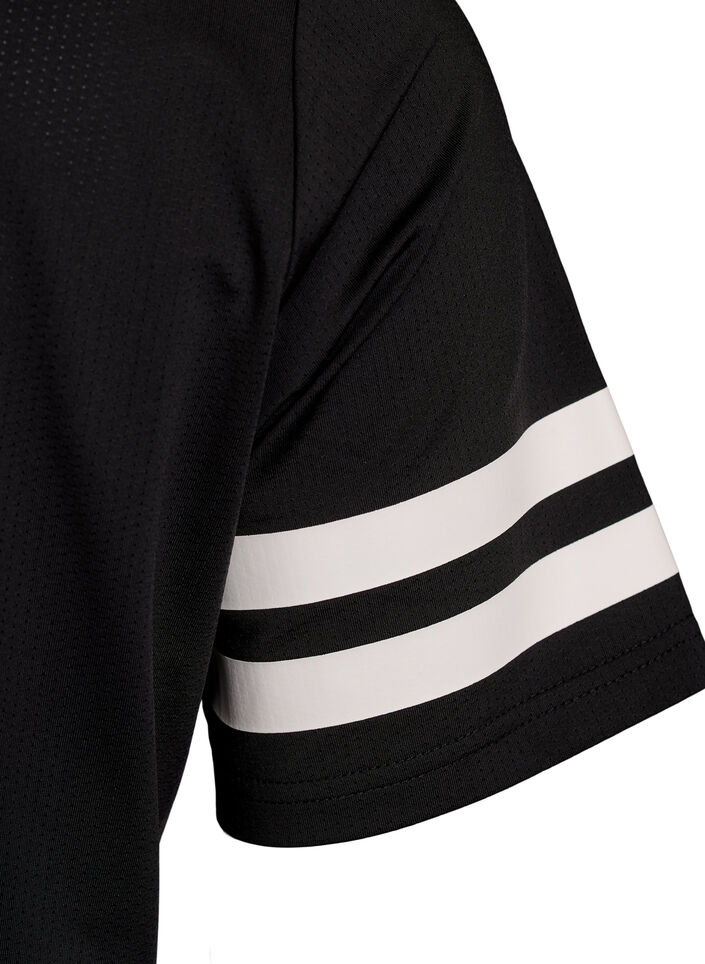 Sporty polo shirt with stripe details, Black, Packshot image number 3