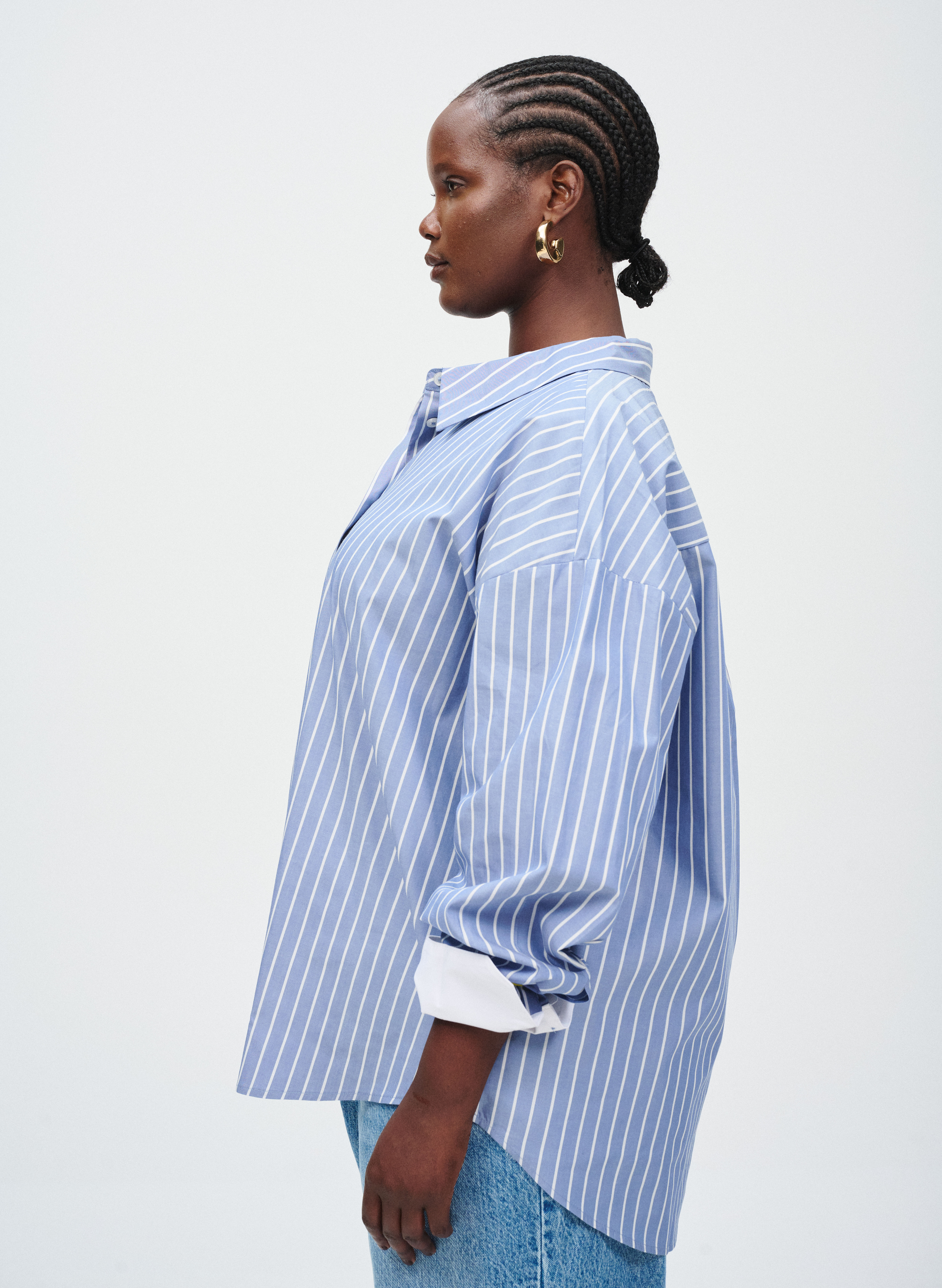 Zizzifashion Blue shirt with stripes, , Model