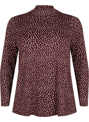 FLASH - Long sleeve blouse with turtleneck, Fudge Dot, Packshot image number 0