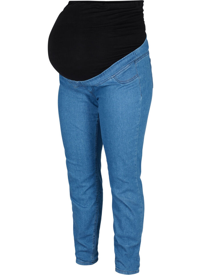 Maternity jeggings with back pockets, Blue denim, Packshot image number 0