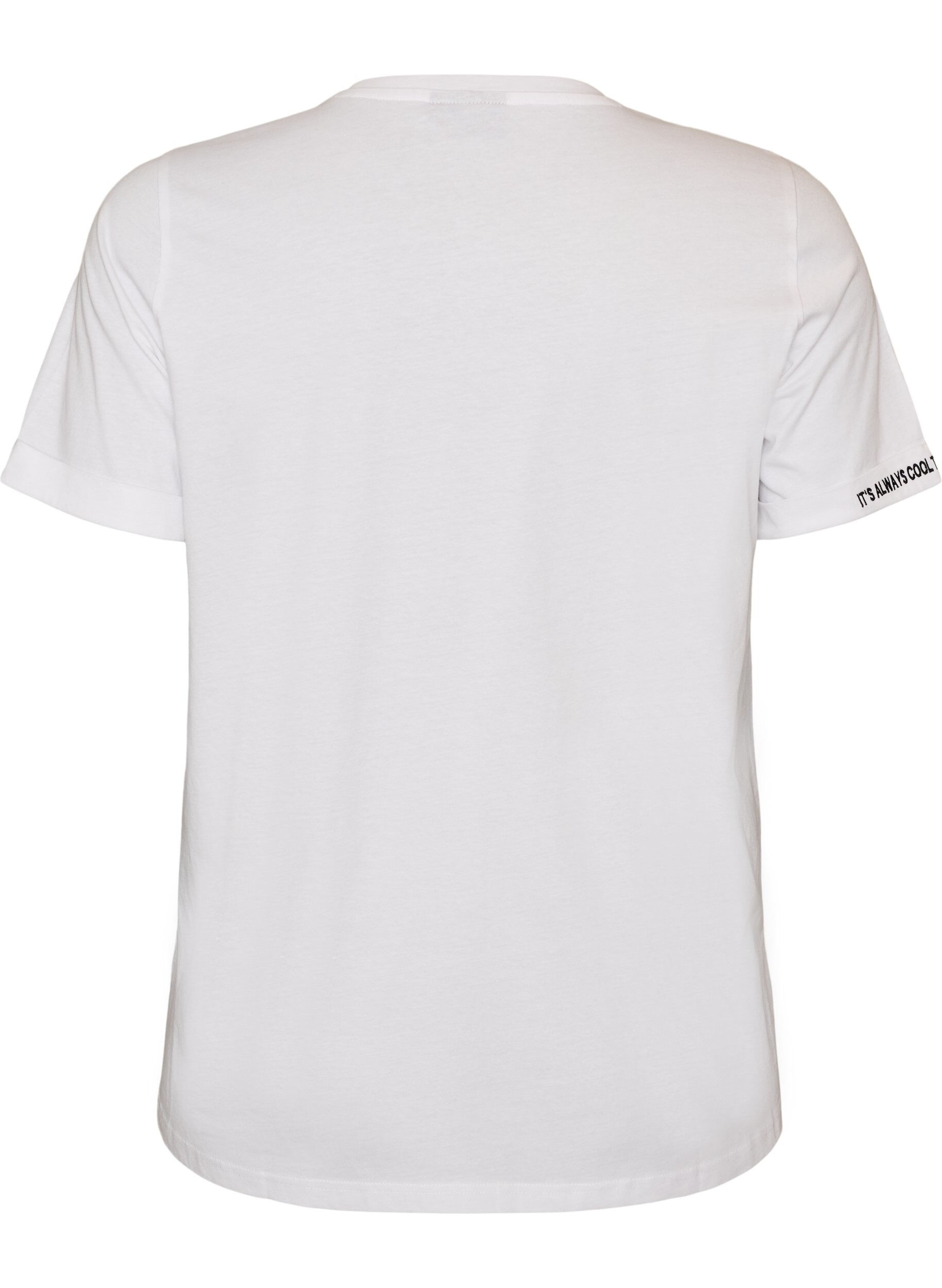 ZizzifashionCotton T-shirt with text embroidery, White, Packshot image number 1
