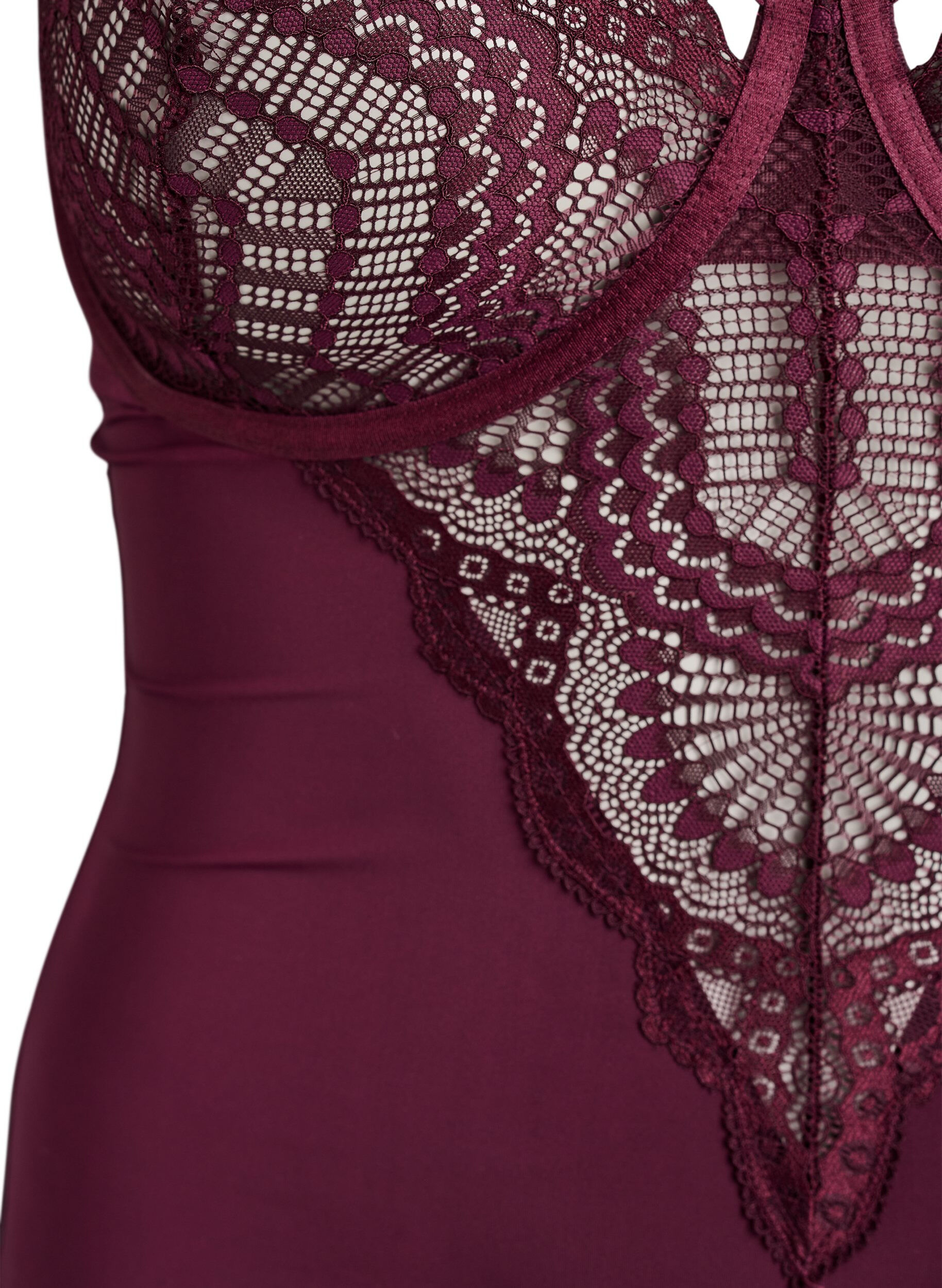 Zizzifashion Underwired lace body with strap detail, Red, Packshot image number 2