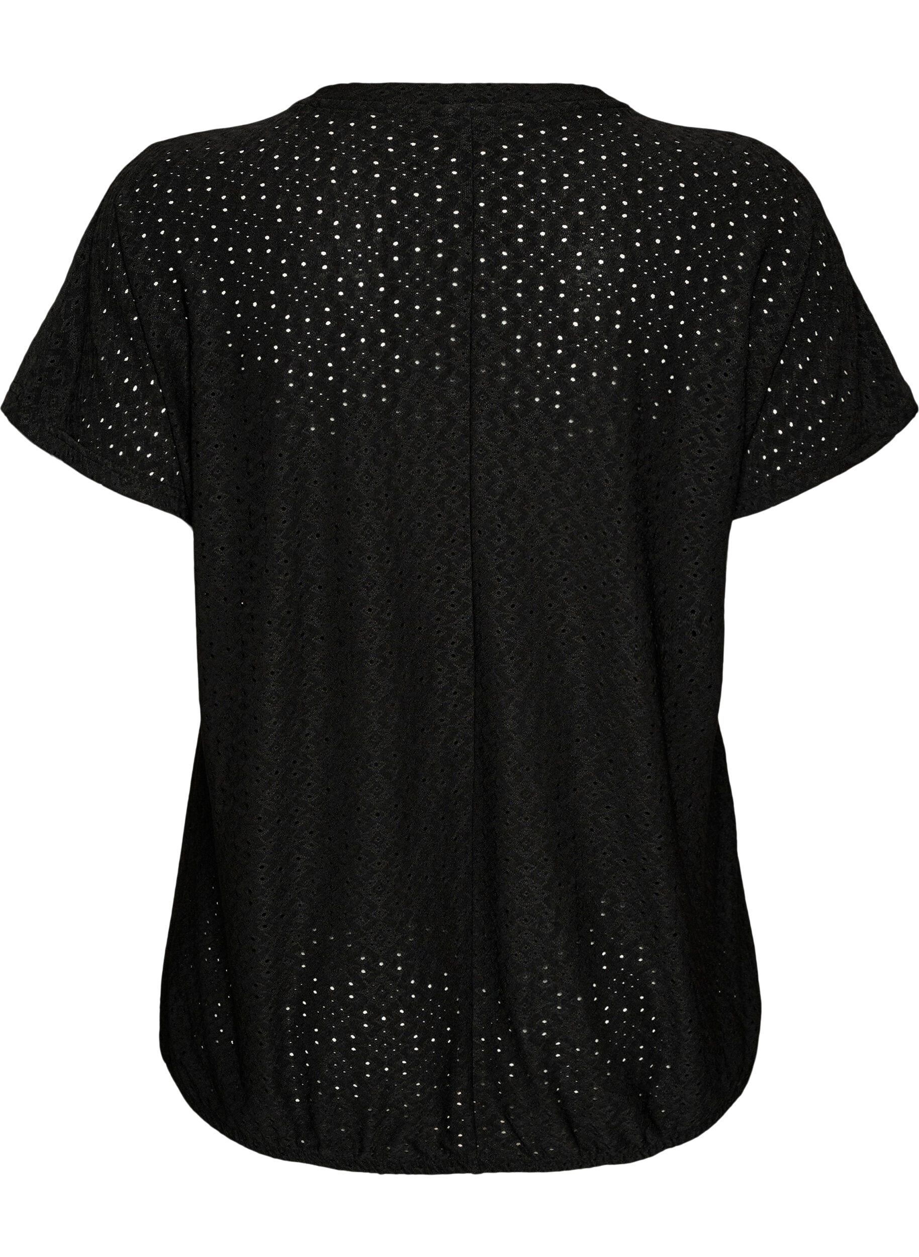 ZizzifashionBlouse with eyelet embroidery and balloon-effect, Black, Packshot image number 1