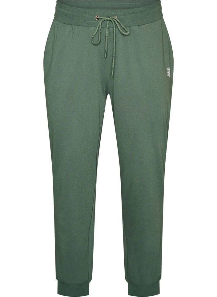 Loose workout trousers with pockets, Green, Packshot image number 0