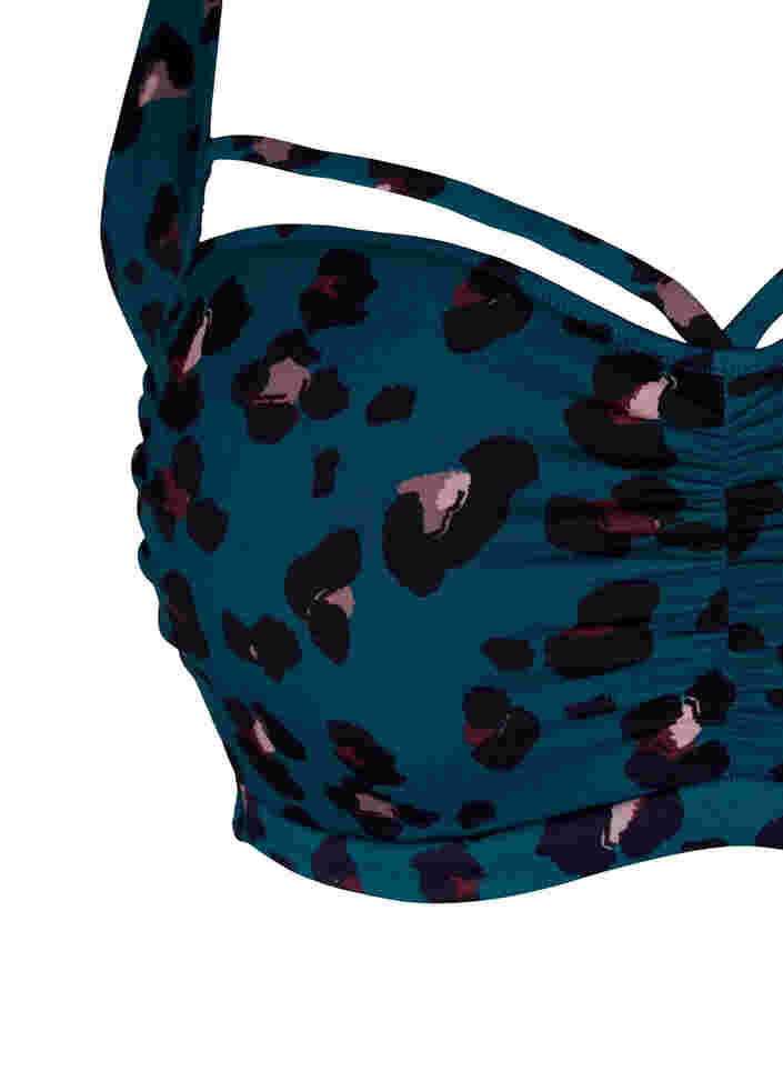 Bikini top with ruching and string, Leopard, Packshot image number 2