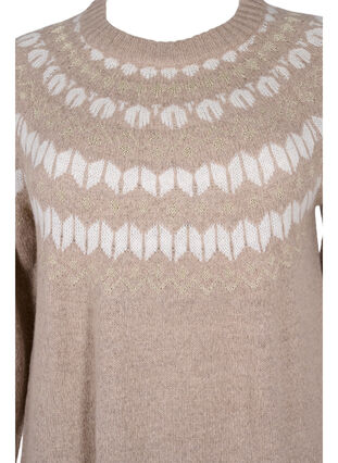 Patterned knit dress with wool, Simply Taupe Comb, Packshot image number 2