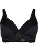 Padded bra with underwire and lace details, Black, Packshot image number 0