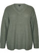 Long rib-knit blouse with a V-neck, Green, Packshot image number 0