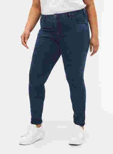 High-waisted super slim Amy jeans , Dark blue, Model image number 3