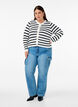 Striped knitted cardigan with gold buttons, Cloud D. w. Black, Model image number 2