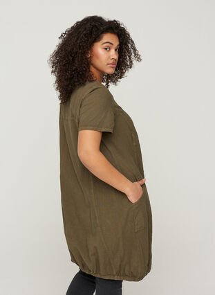 Short sleeve cotton dress, Ivy Green, Model image number 1