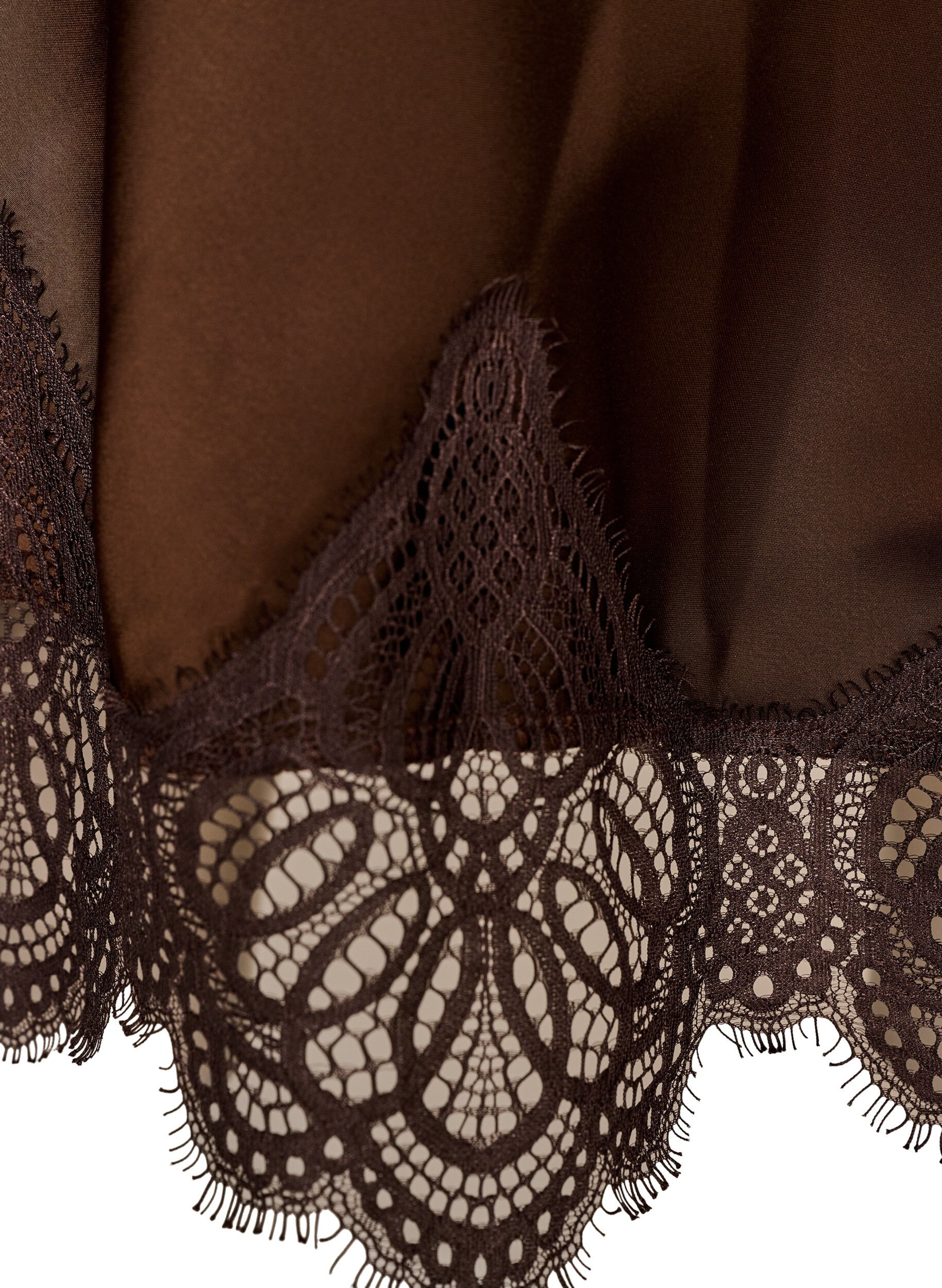 ZizzifashionMidi satin skirt with lace trim, Brown, Packshot image number 3