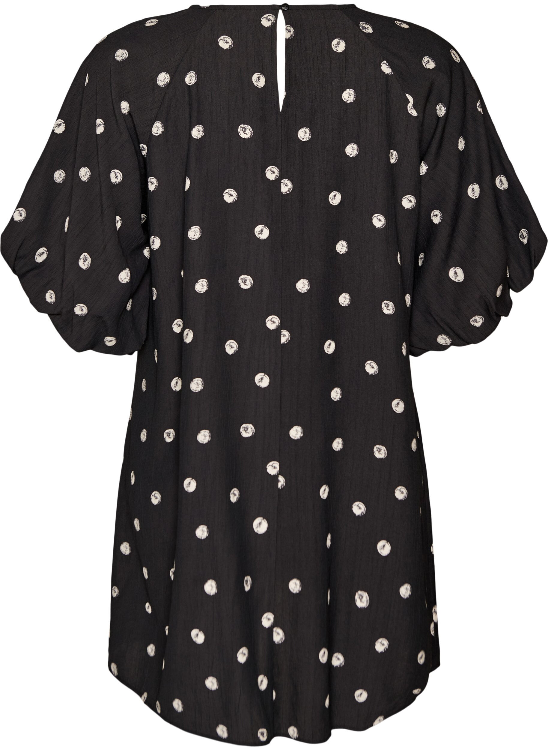 ZizzifashionShort viscose dress with balloon sleeves, Black, Packshot image number 1