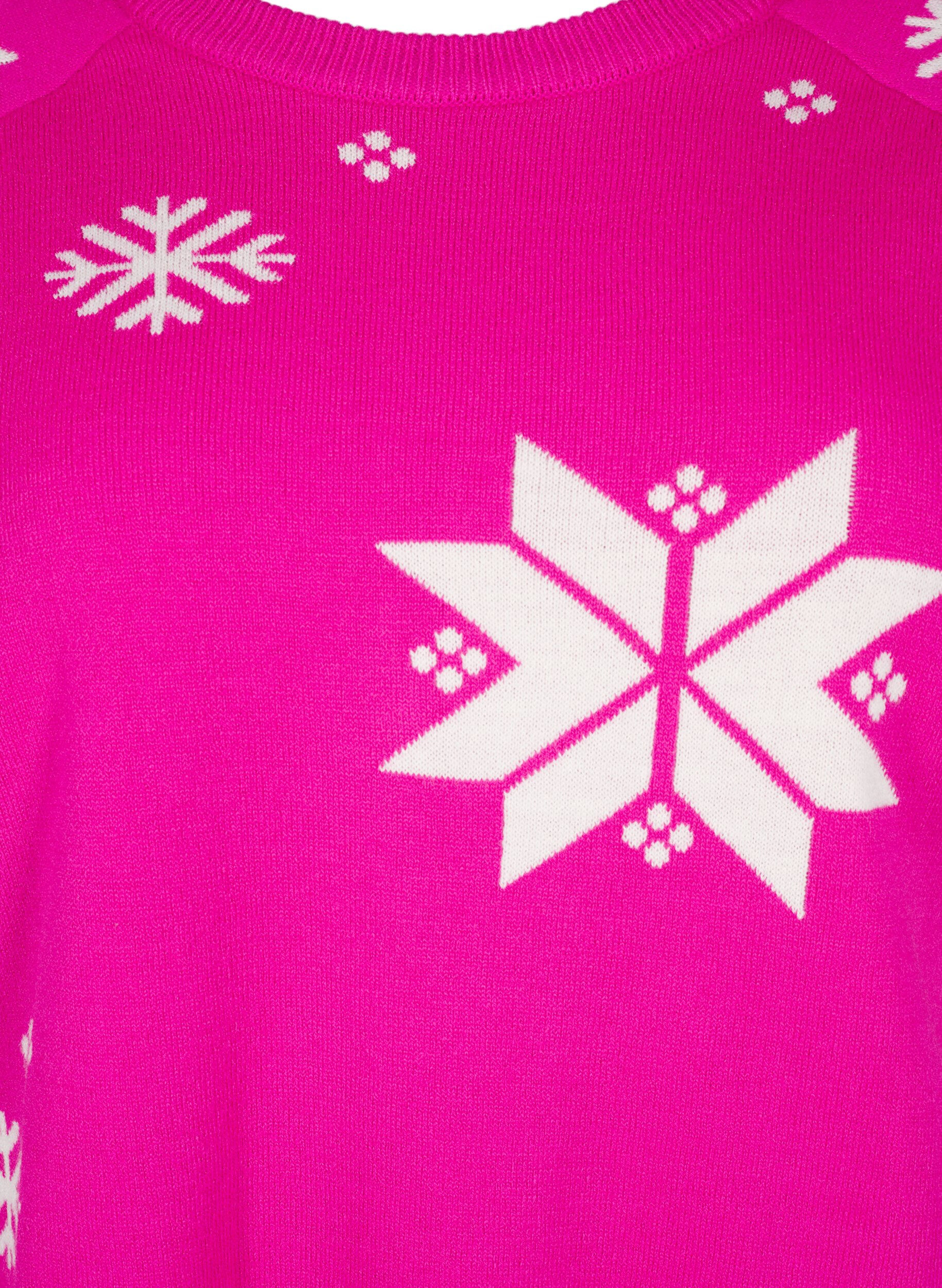 Zizzifashion Knitted jumper with snowflakes, Pink, Packshot image number 2