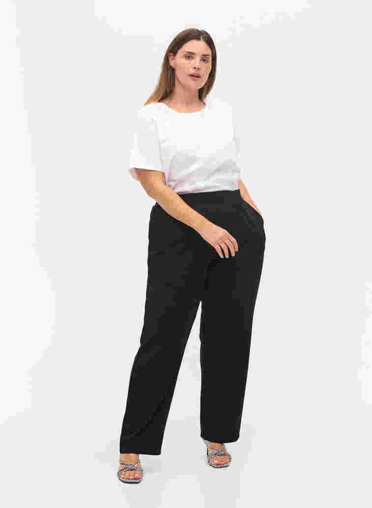 Basics cotton t-shirt 2-pack, Navy B/B White, Model image number 2