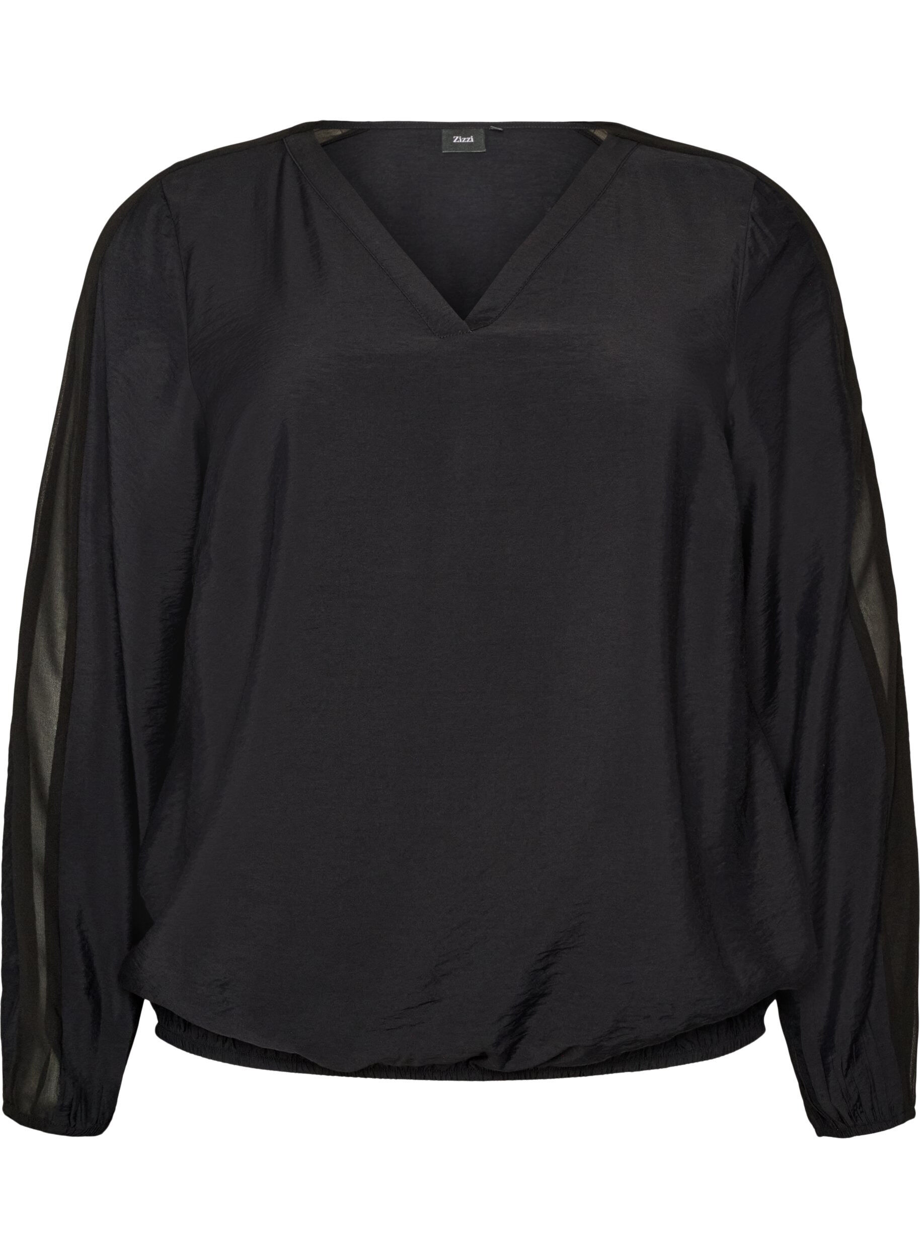 Blouse with balloon effect and chiffon details