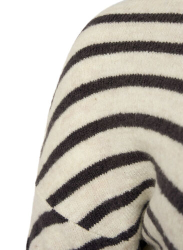 Knitted blouse with diagonal stripes, Birch Mel. w stripes, Packshot image number 3