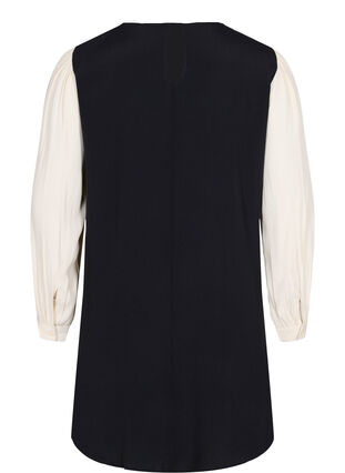 Long-sleeved dress in viscose, Black w. Cloud D., Packshot image number 1