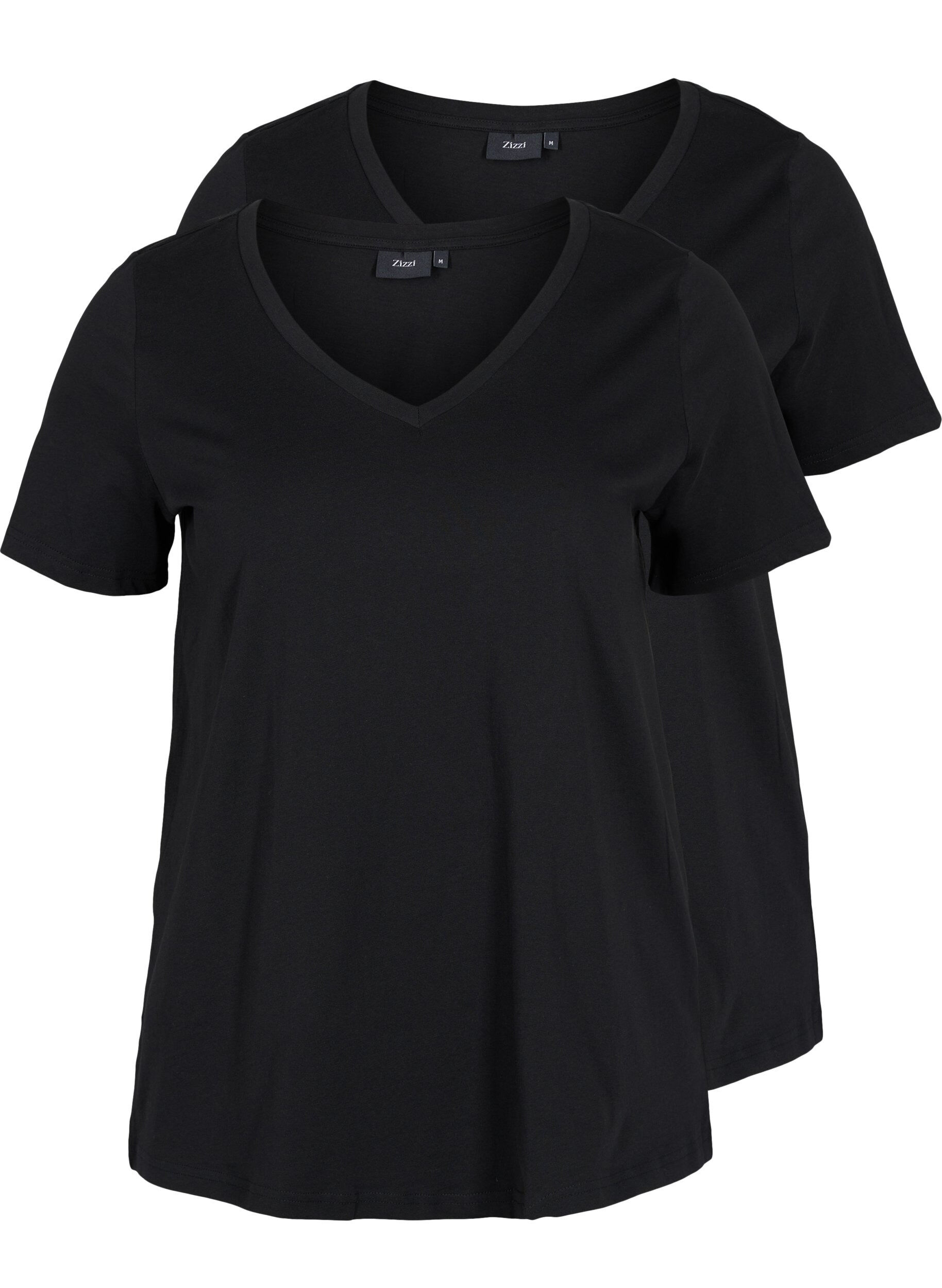 Zizzifashion 2-pack basic cotton t-shirt, Black/Black, Packshot image number 0