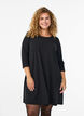 Short A-line dress with 3/4 sleeves, Black, Model image number 0